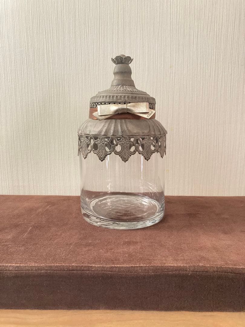 ★フランス・アンティーク・蓋付きキャニスター★蚤の市★ヴィンテージ★ガラス瓶★