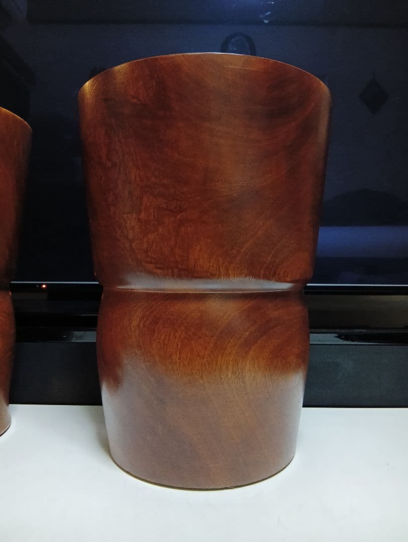 希少　桜屋工業　チーク　無垢材　くり貫き　スツール　男女　２脚