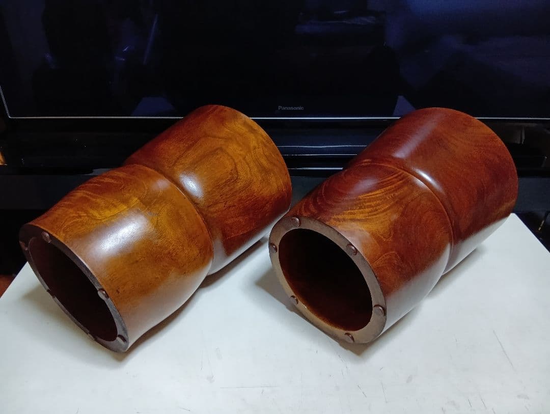 希少　桜屋工業　チーク　無垢材　くり貫き　スツール　男女　２脚