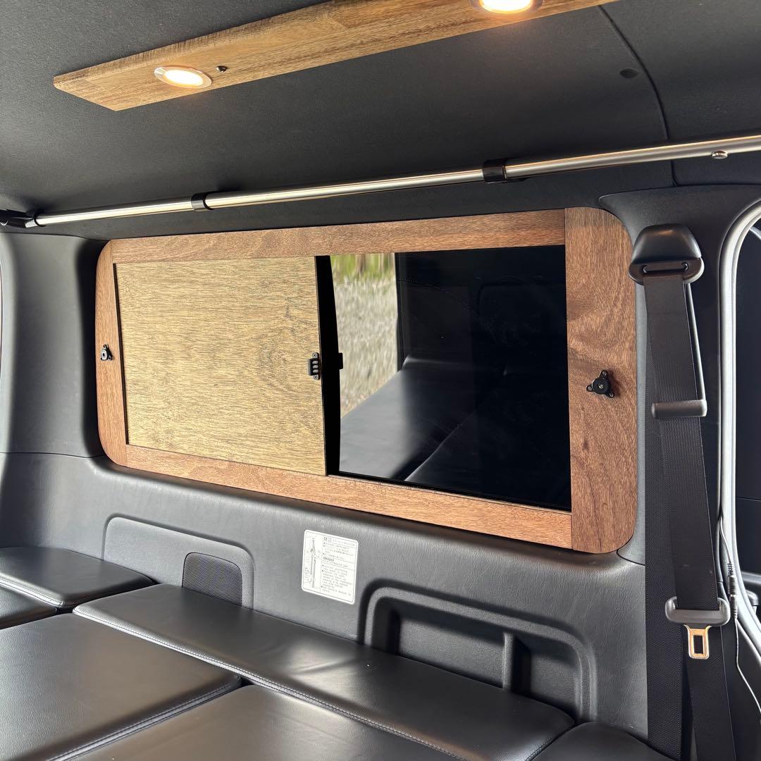 ハイエース 窓埋めパネル 開閉式 左右セット 断熱シート加工 エボニー