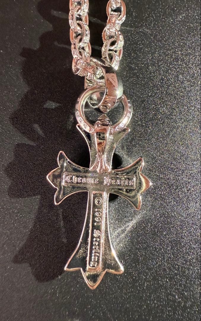 ペーパーチェーン　ダイヤ　クロスチャーム　ネックレス　50㎝　ラスト1点