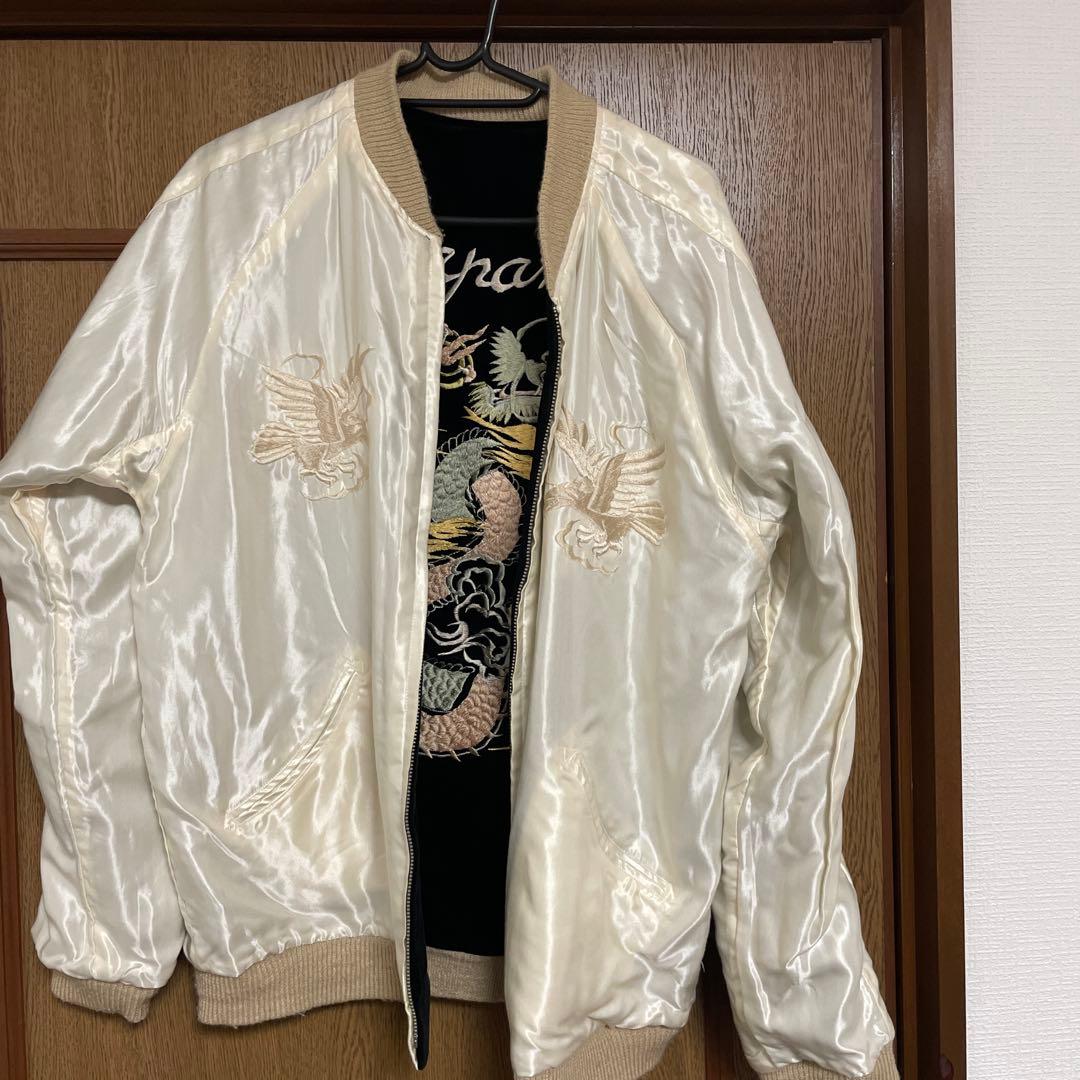 《稀少》別珍 中綿なし スカジャン GOLD 東洋 黒 M