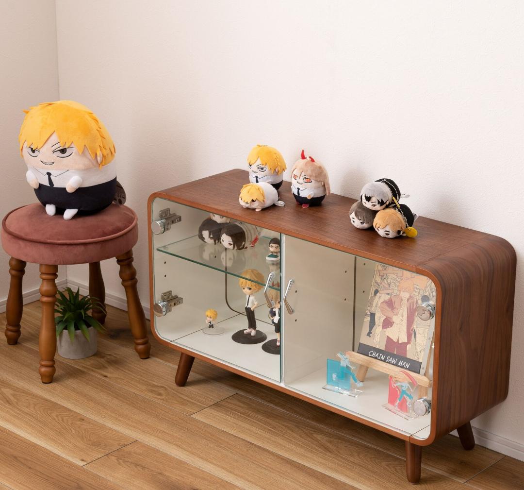 角が丸いデザイン☆２段横型ブラウン☆ コレクションシェルフ コレクションケース