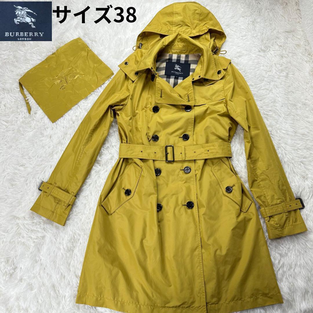 バーバリーロンドン✨撥水スプリングコート イエロー メガチェック サイズ38