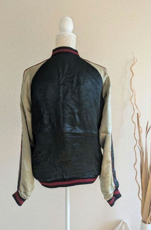 Script 花旅楽団　骸骨刺繍スカジャン　リバーシブルメンズMサイズ