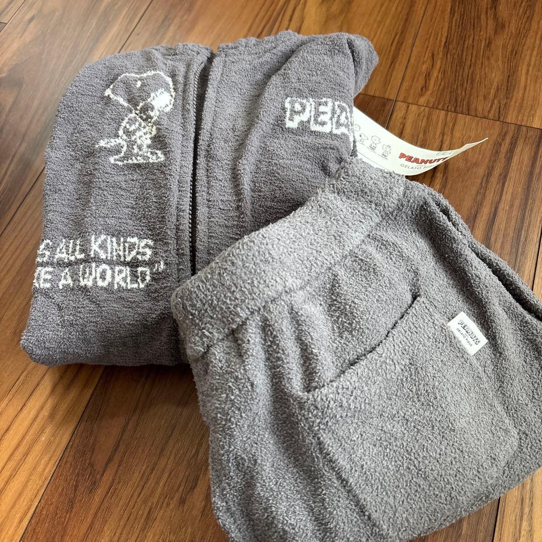 PEANUTS スヌーピー フード付きルームウェア グレー