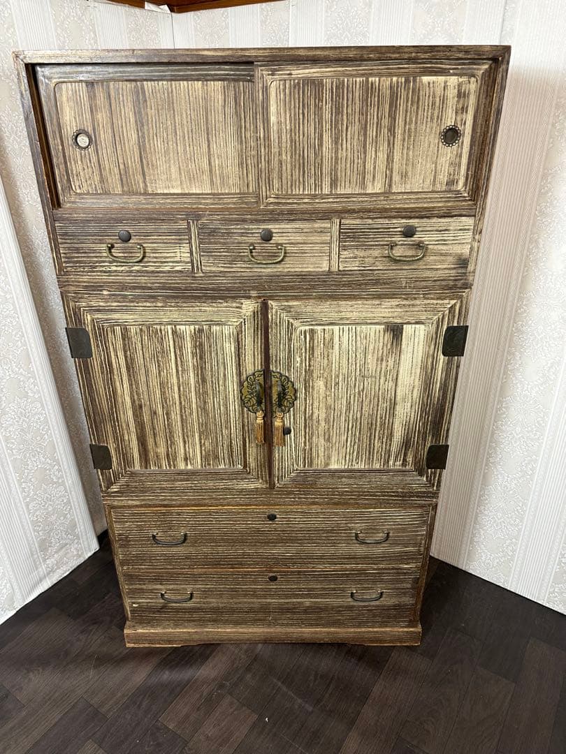 本物アンティーク　桐タンス　焼桐箪笥