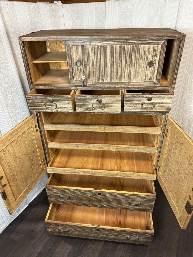本物アンティーク　桐タンス　焼桐箪笥