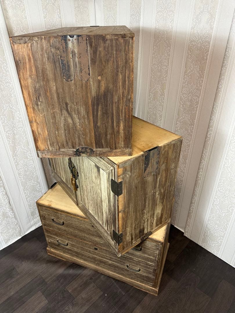 本物アンティーク　桐タンス　焼桐箪笥