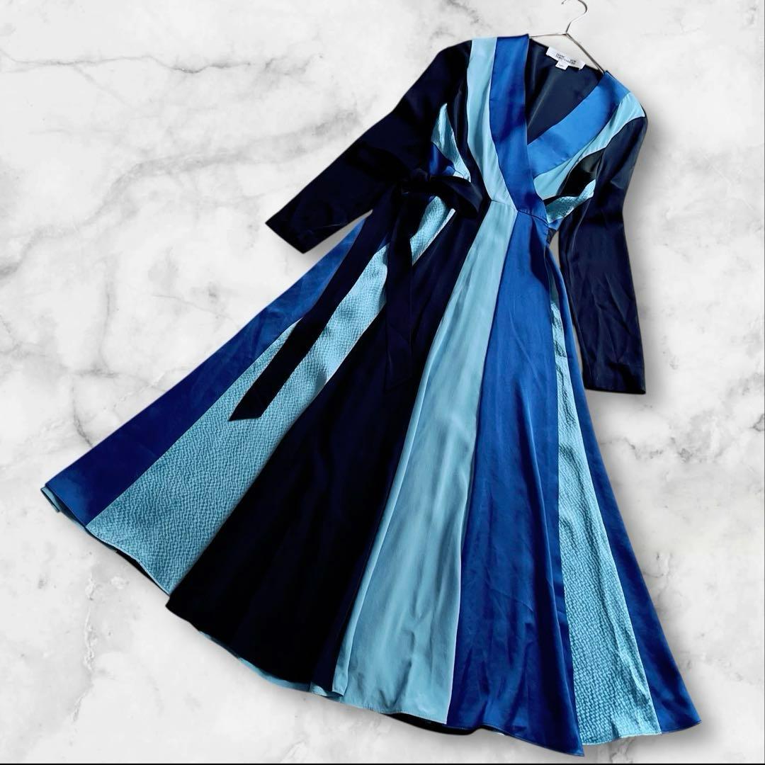 美品✨ダイアン・フォン・ファステンバーグ　ラップワンピース　ストライプシルク混