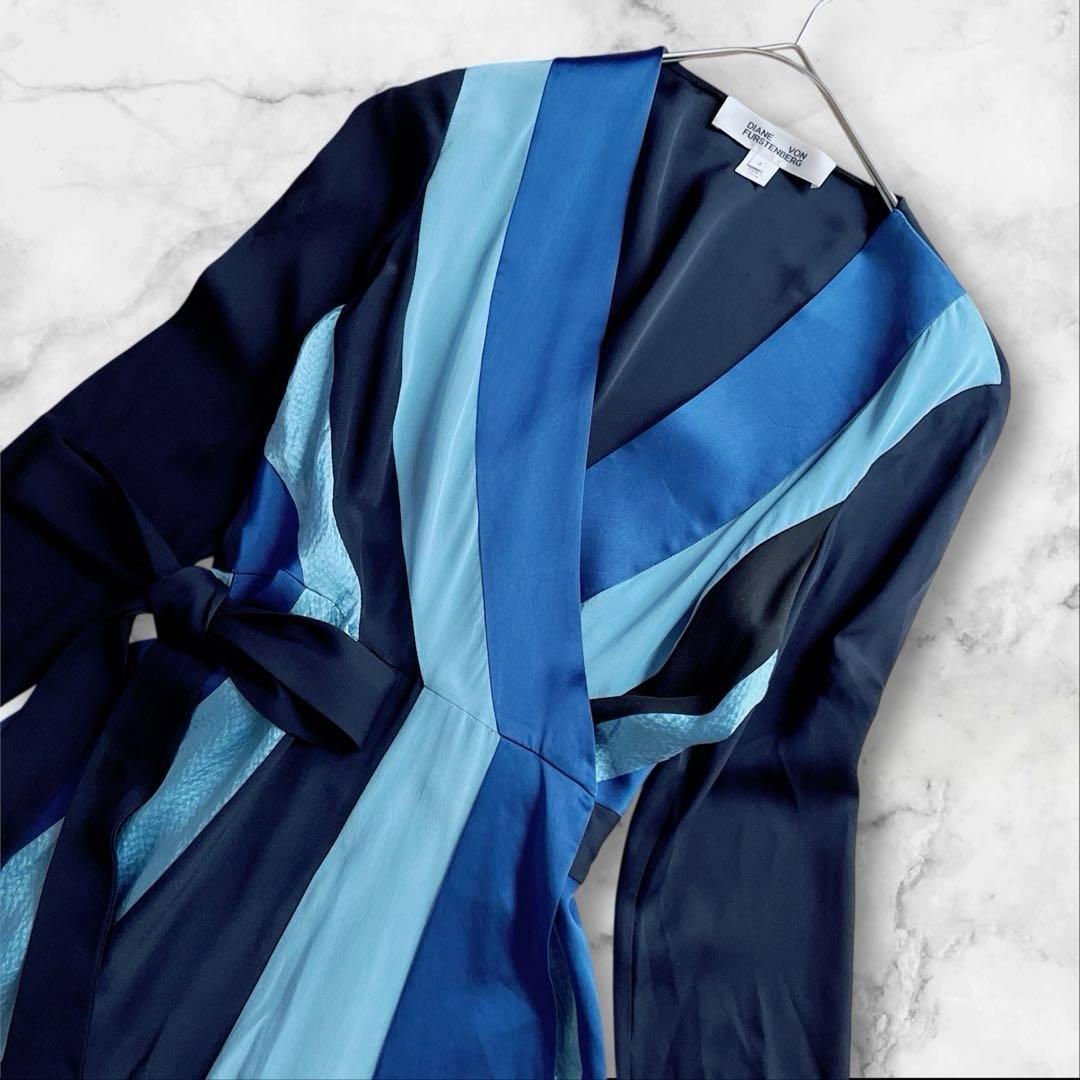 美品✨ダイアン・フォン・ファステンバーグ　ラップワンピース　ストライプシルク混