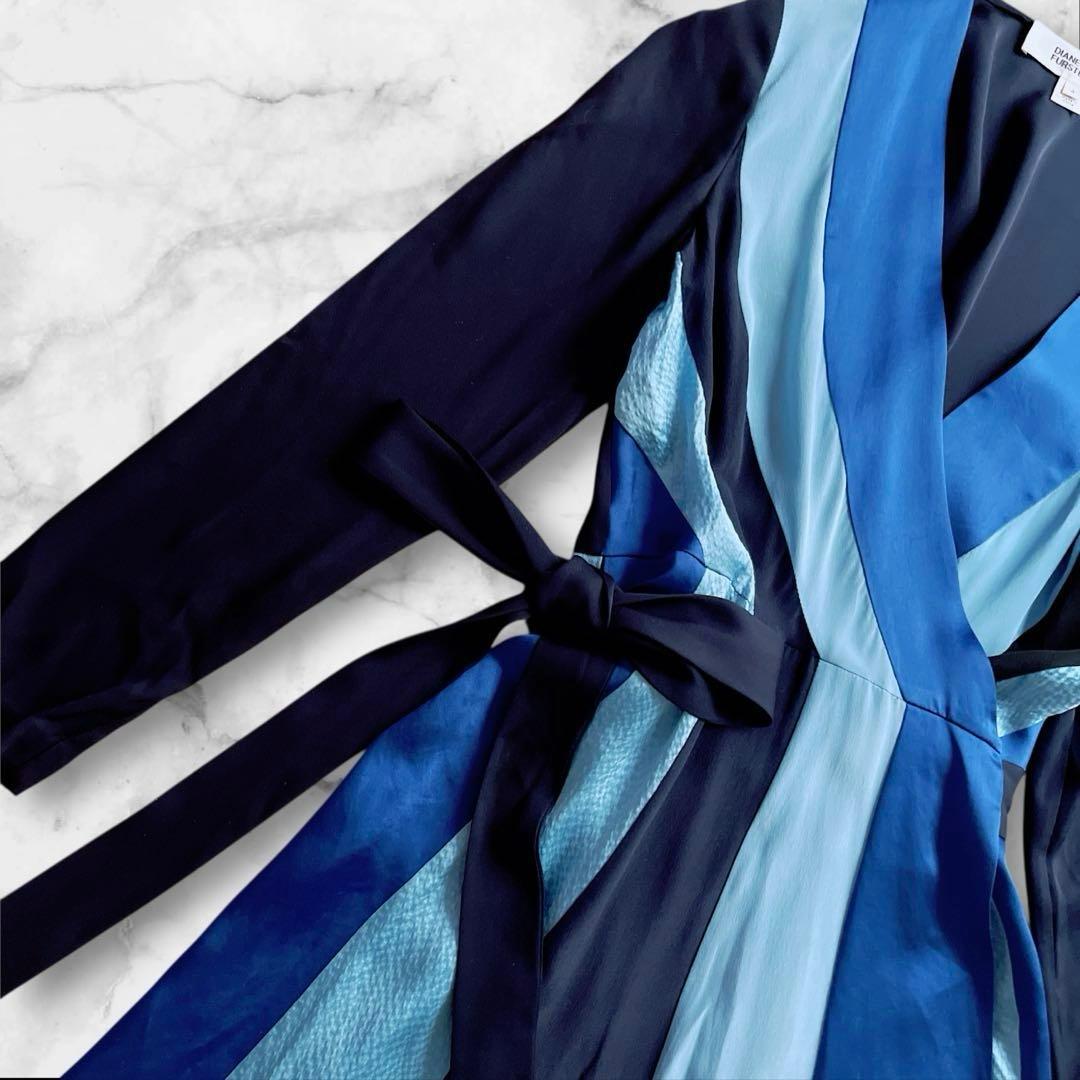 美品✨ダイアン・フォン・ファステンバーグ　ラップワンピース　ストライプシルク混