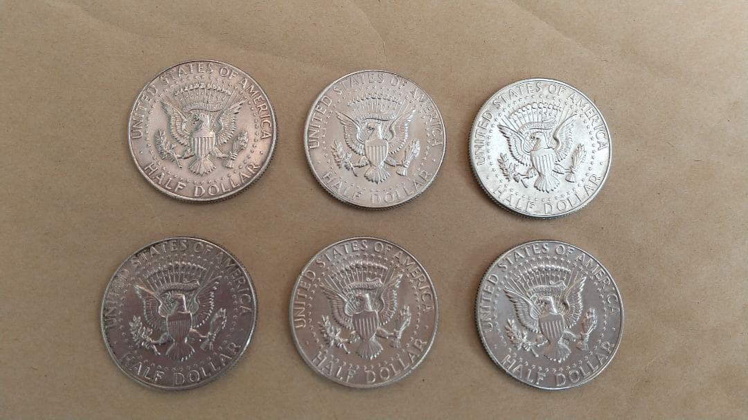 ケネディハーフダラー銀貨×6枚 1964年～1969年①