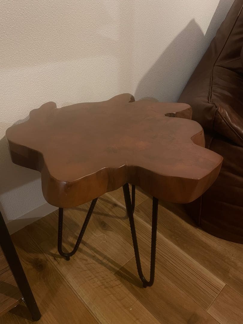 天然木 木製 サイドテーブル ブラウン