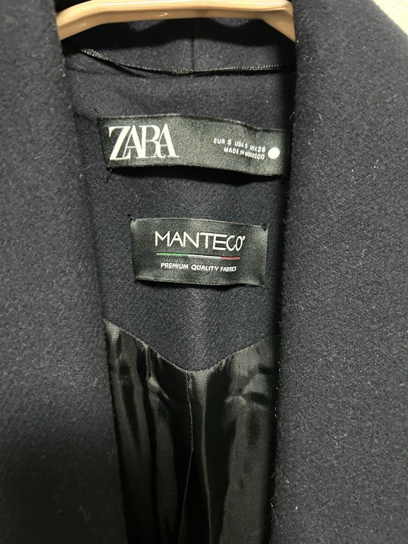 〔未使用に近い〕ZARA ネイビー ロングコート Manteco