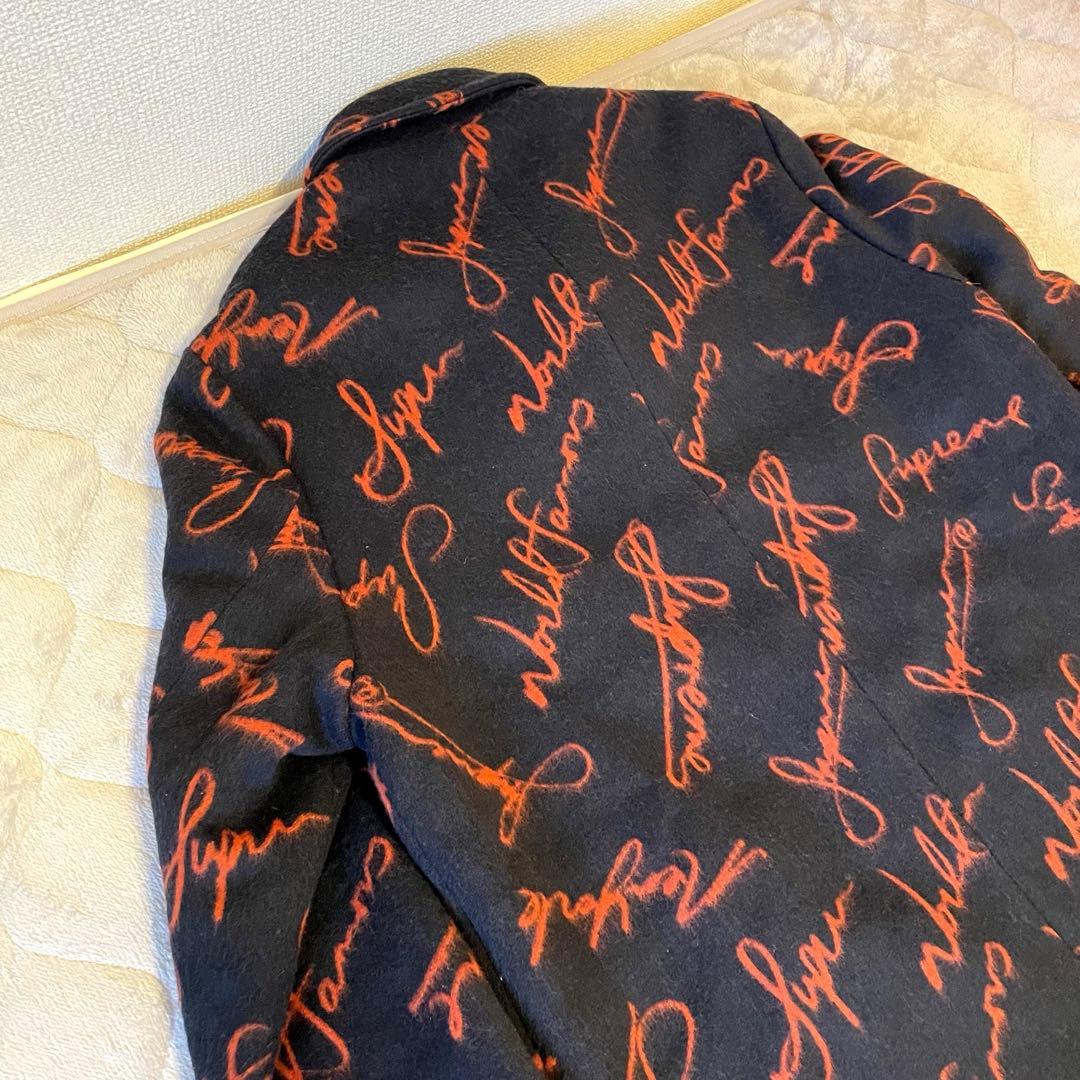 ブ*ル様 Supreme Script Logos Wool Overcoat