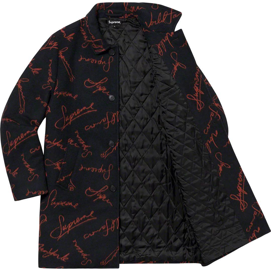 ブ*ル様 Supreme Script Logos Wool Overcoat