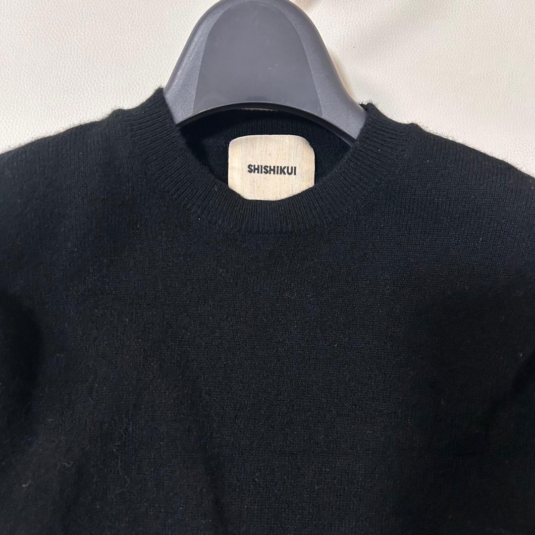 シシクイ　SHISHIKUI カシミヤ100% クロップド丈クルーネックニット