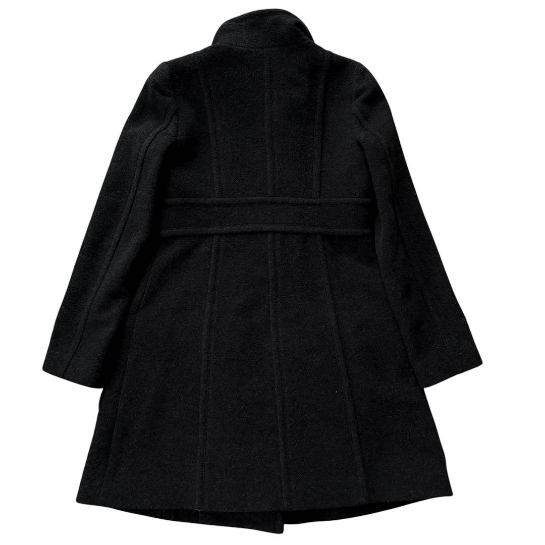 バーバリー モヘヤ混 ロングコート ダブルボタン フレア Aライン 黒 40