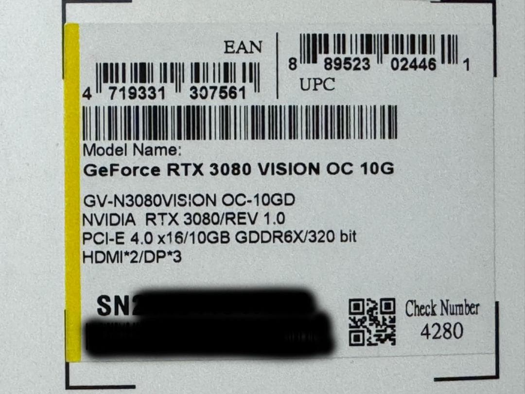 【ジャンク】GIGABYTE GEFORCE RTX 3080 VISION