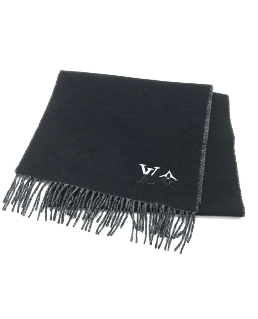 <新品未使用>ルイヴィトン マフラー ブラック カシミヤ100%