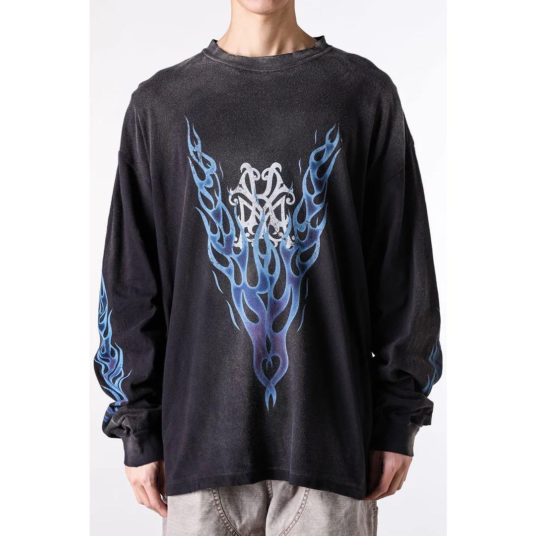 KAMIYA KMY-FIRE” Distressed L/S Tee