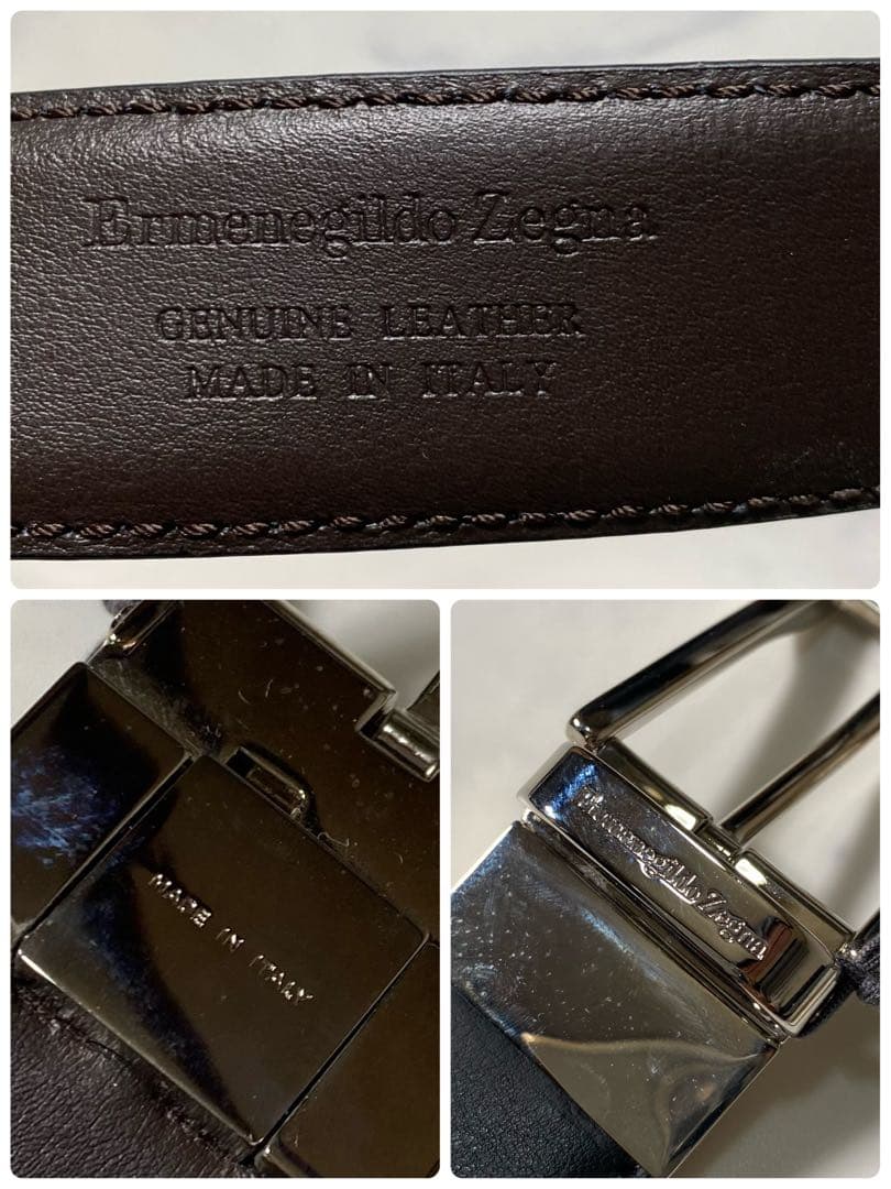 【未使用に近い】エルメネジドゼニア　ベルト　現行　タグ付き　イタリア製　レザー