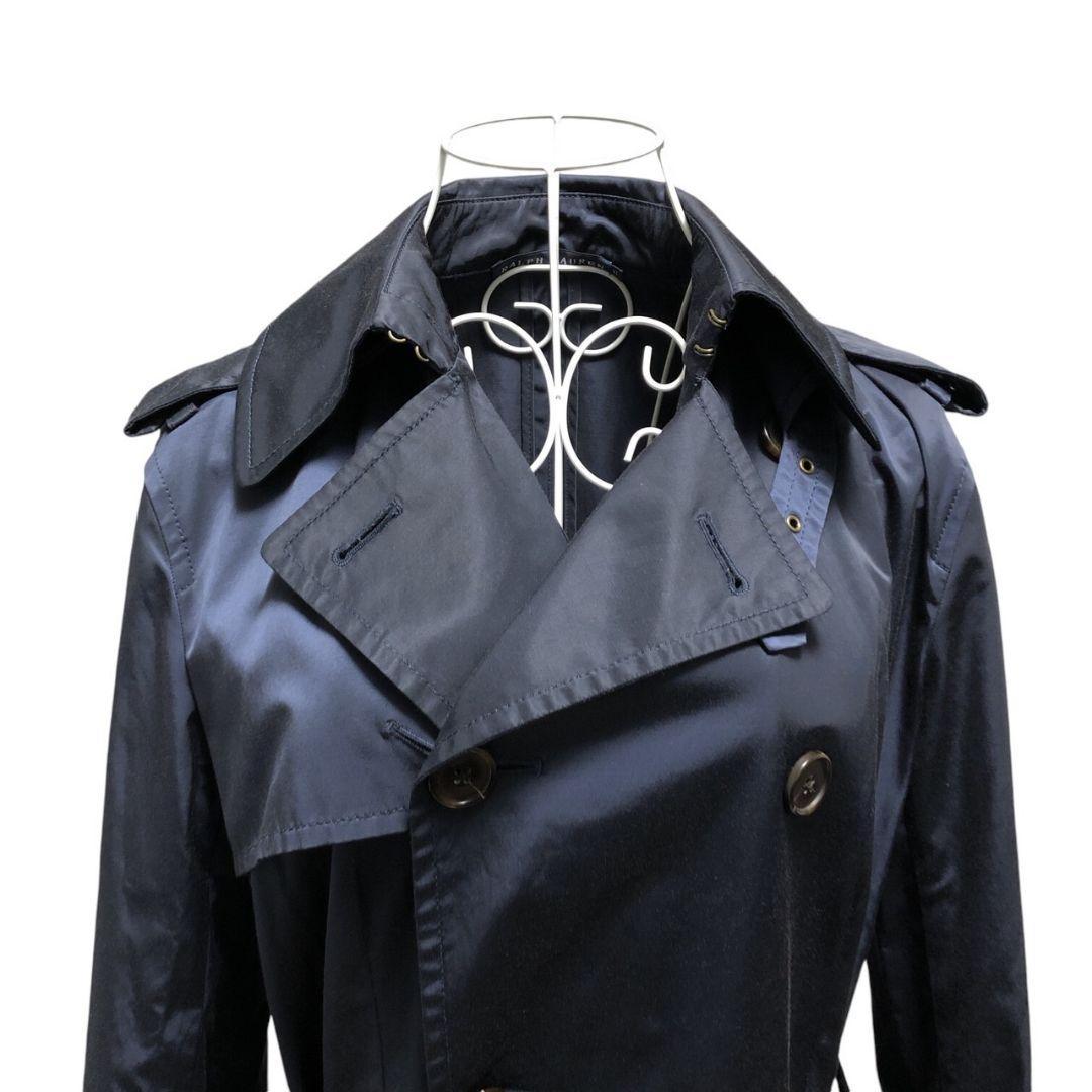 美品✨ラルフローレン ベルト付 トレンチコート ロングコート 11号 ネイビー