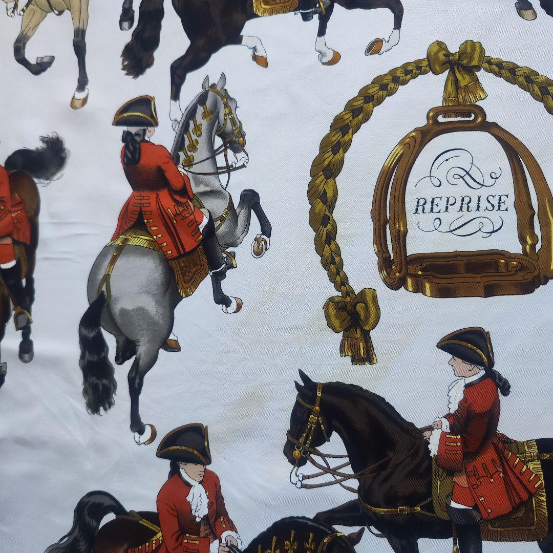 【美品】HERMES エルメス カレ90 REPRISE 乗馬風景 ボルドー系