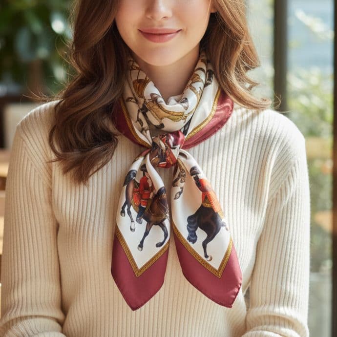 【美品】HERMES エルメス カレ90 REPRISE 乗馬風景 ボルドー系