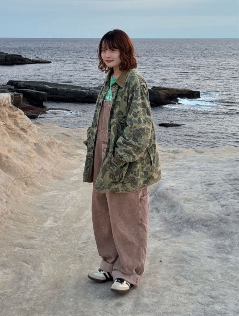 eLur ブラウン オーバーオール デニム素材