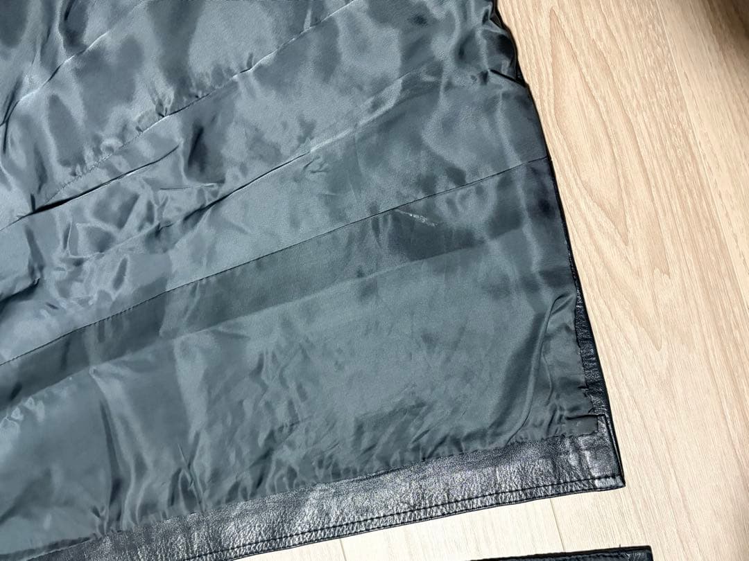 古着 ヴィンテージ レザートレンチコート 本革 黒 ロング丈 マキシ丈