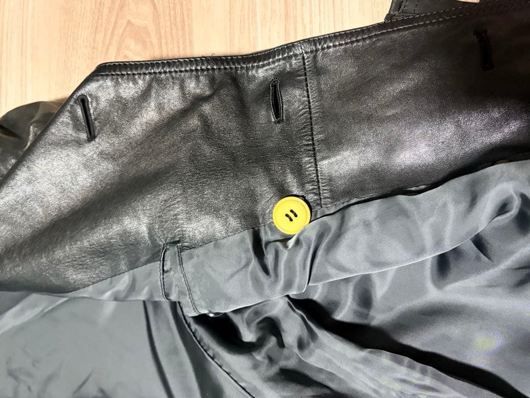 古着 ヴィンテージ レザートレンチコート 本革 黒 ロング丈 マキシ丈