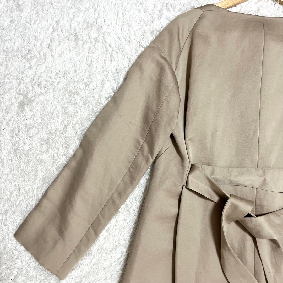 クロエ Chloe ノーカラーコート 高級素材 リネン シルク ベルト