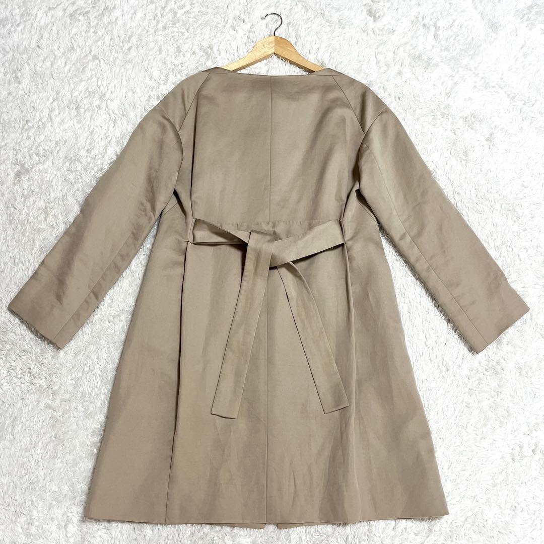 クロエ Chloe ノーカラーコート 高級素材 リネン シルク ベルト