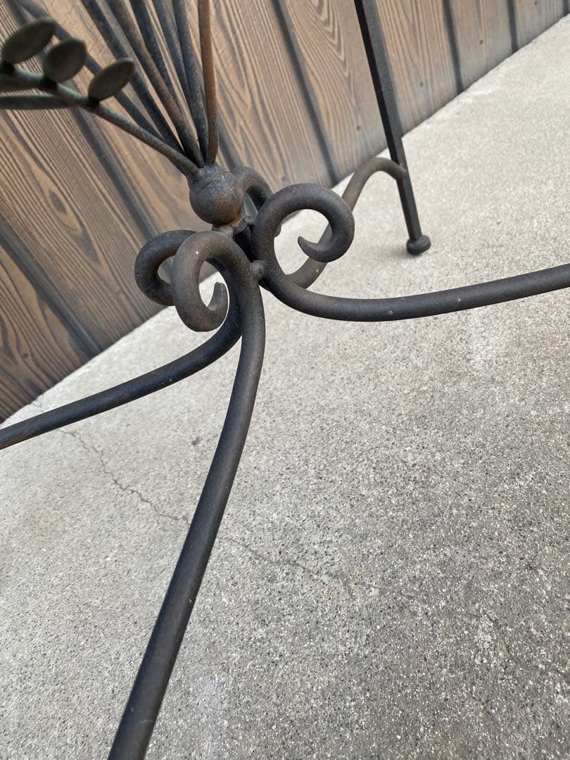 ガラステーブル　アイアンガラステーブル　花台　アイアン　天板ガラス