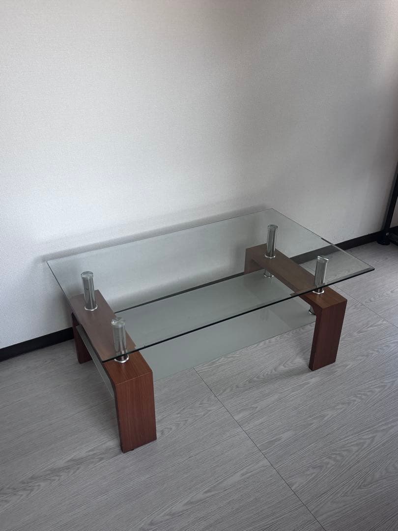 ガラスと木製のモダンセンターテーブル