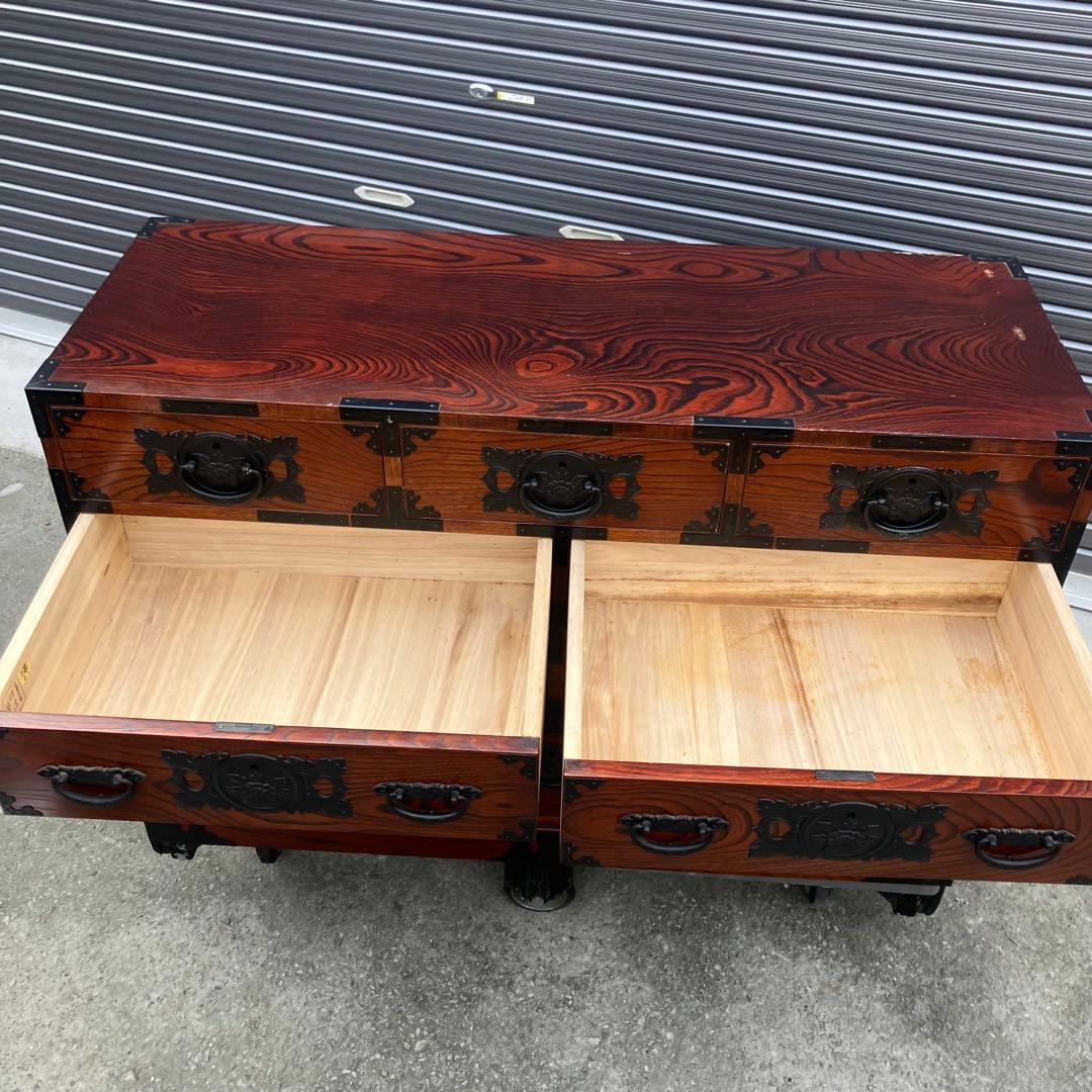 仙台箪笥 仙臺民藝 伊達箪笥 漆塗り 4段8杯 引き出し 和箪笥 サイドボード