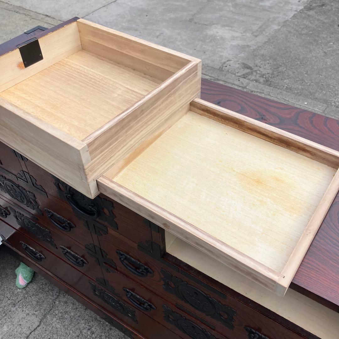 仙台箪笥 仙臺民藝 伊達箪笥 漆塗り 4段8杯 引き出し 和箪笥 サイドボード