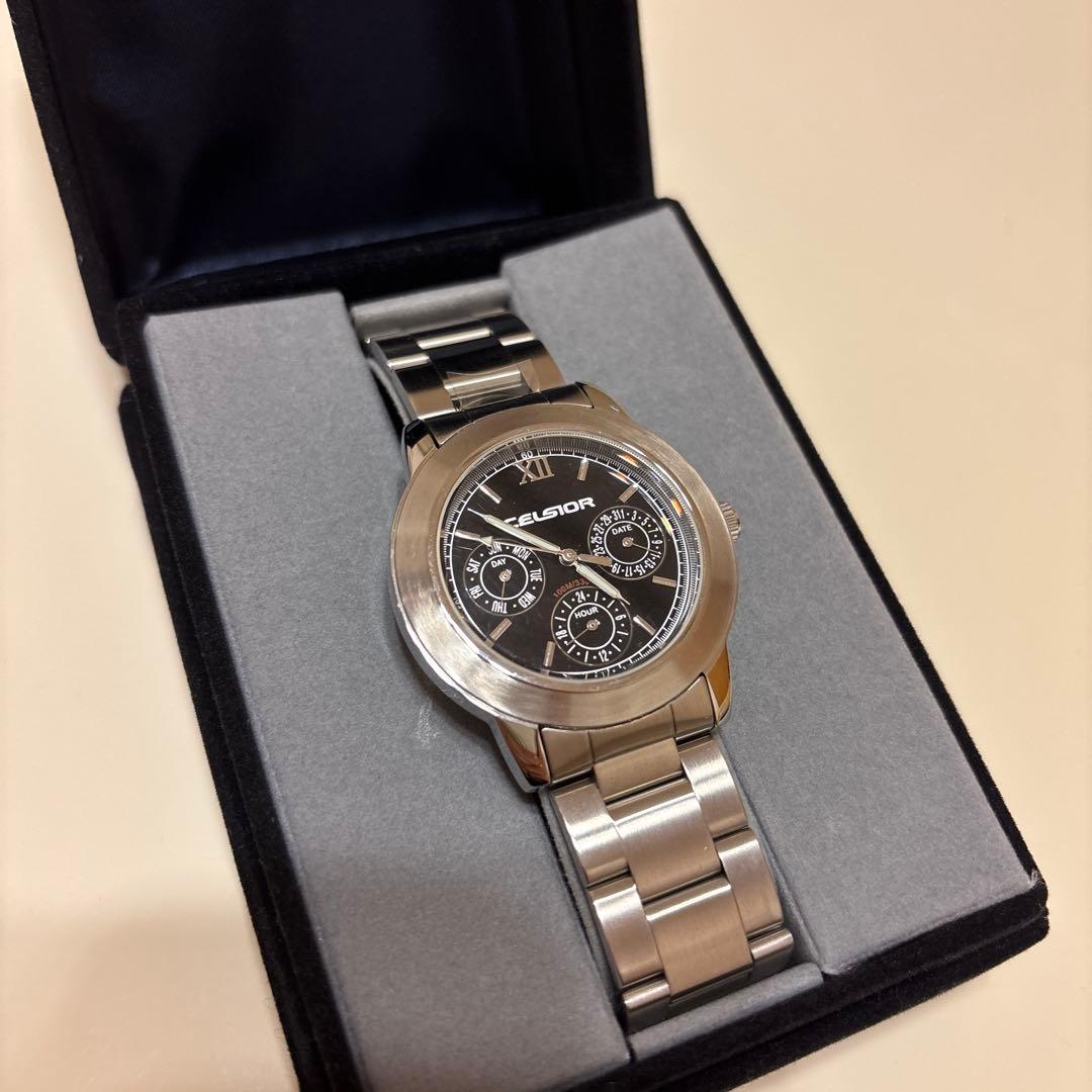 CELSIOR クロノグラフ腕時計 シルバー/ブラック