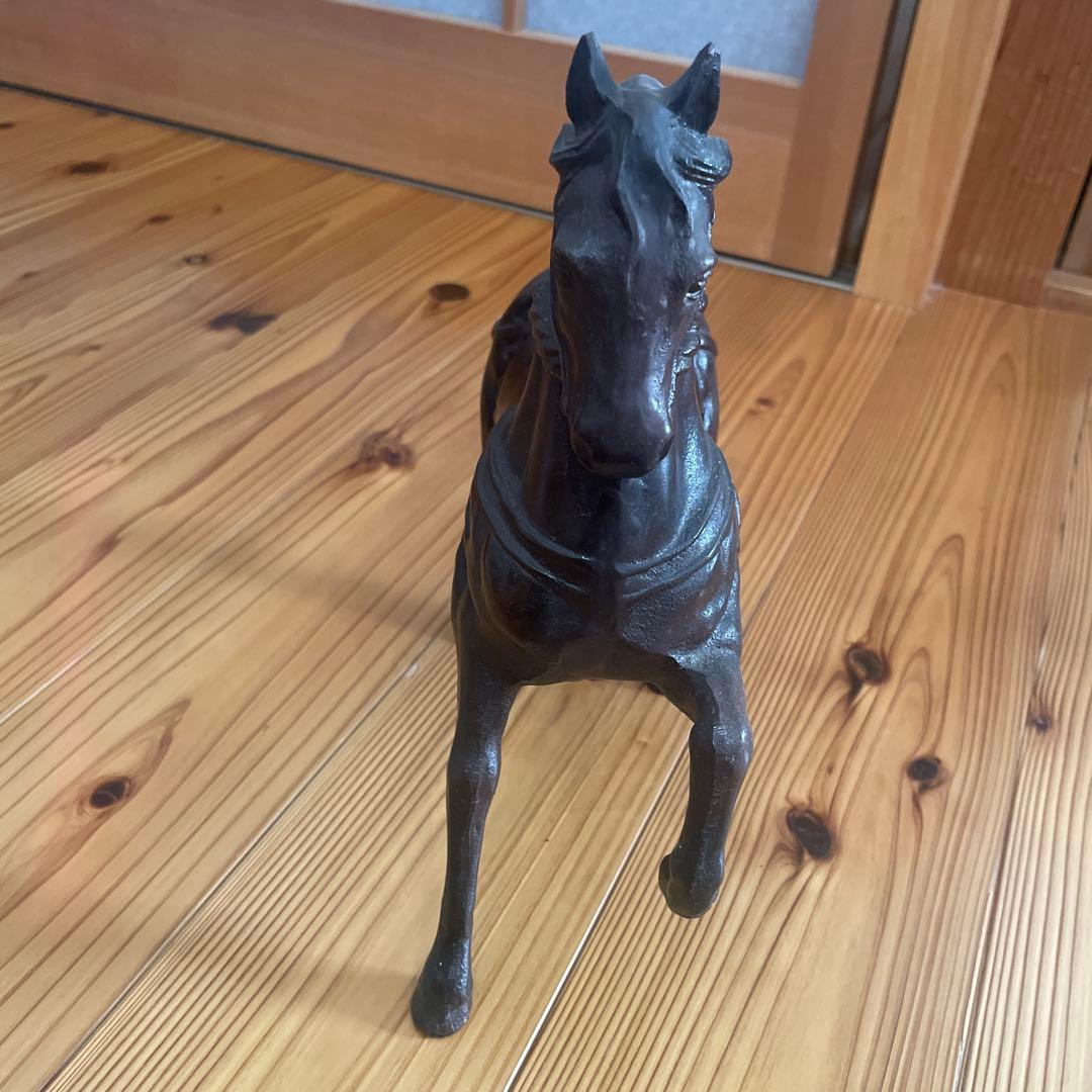 金属製 馬の置物 ダークブラウン