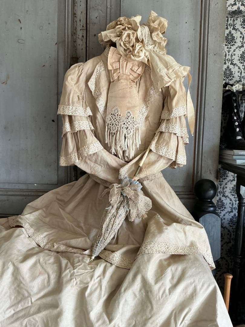 フランスアンティーク　卓上　ハンガー　ディスプレイスタンド　木製　トルソー　台座