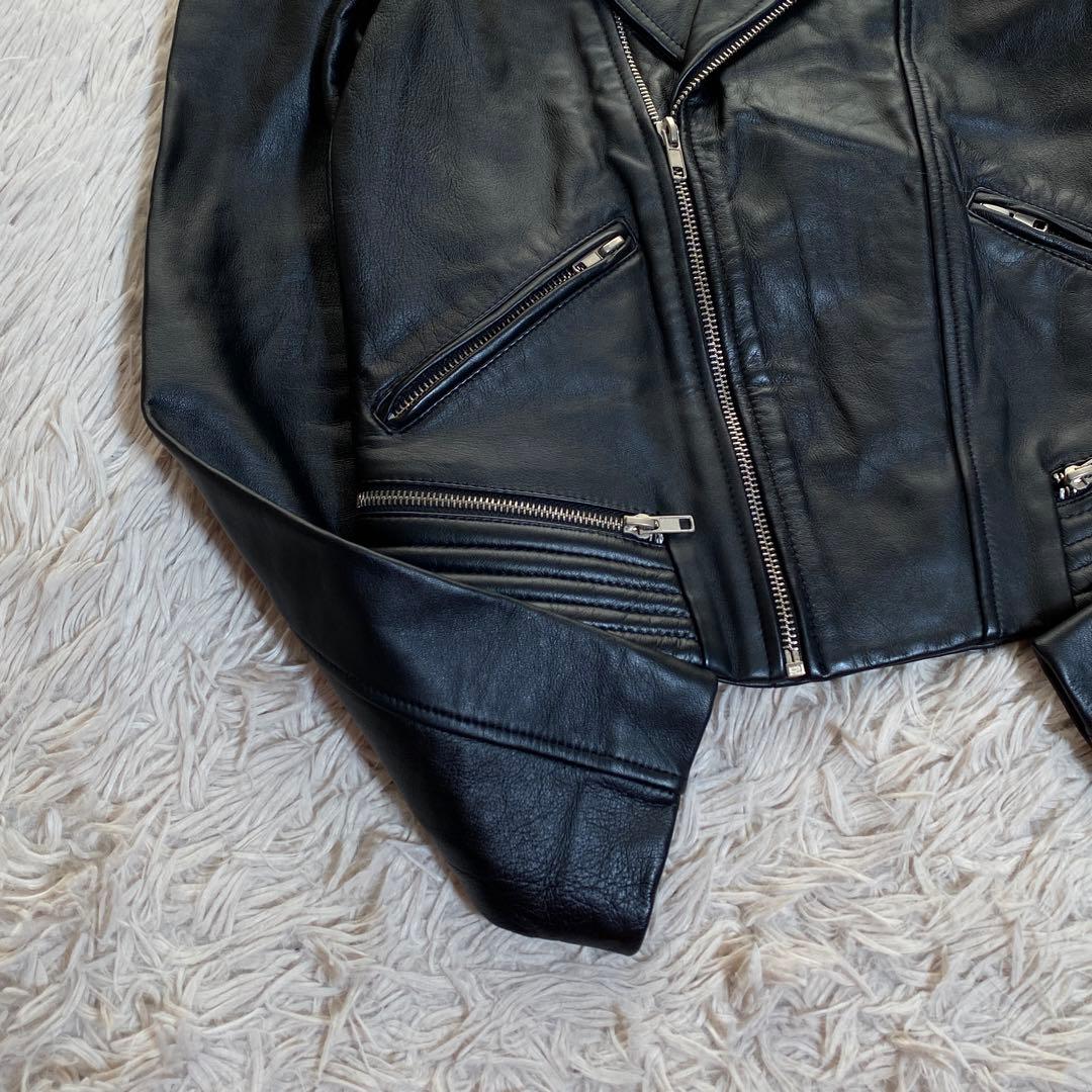 未使用級♡maje ラムレザー ダブルライダースジャケット シープスキン