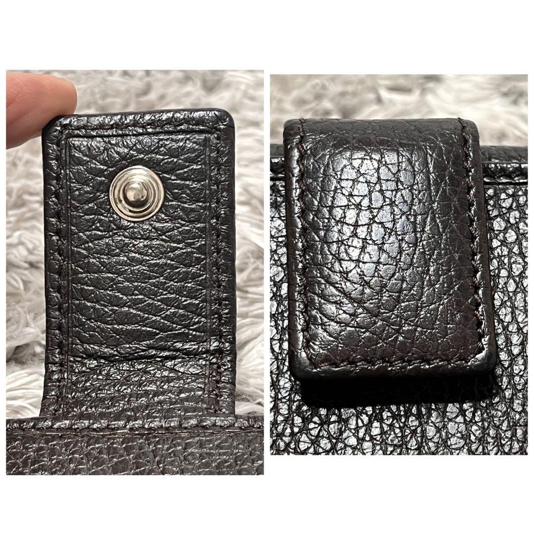 美品✨GUCCI マキシ　財布　GGキャンバス シボ　ダークブラウン　Wホック