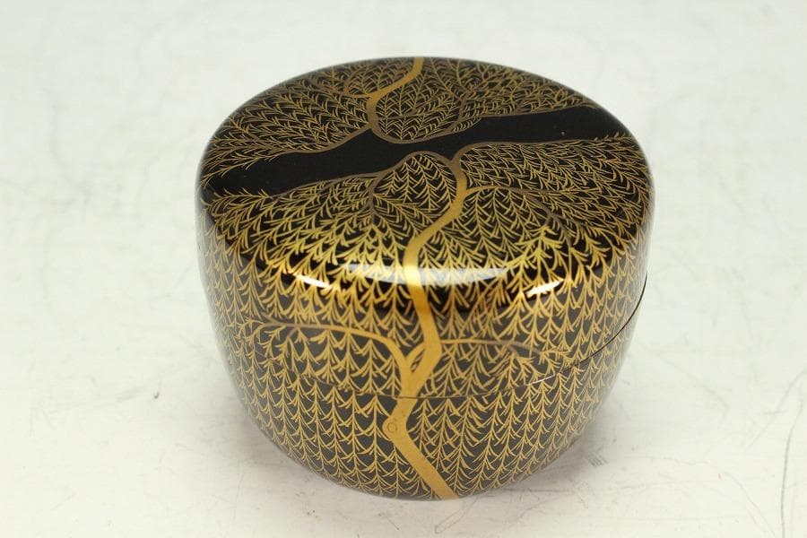 茶道具 時代 柳蒔絵 平棗(K-A650)