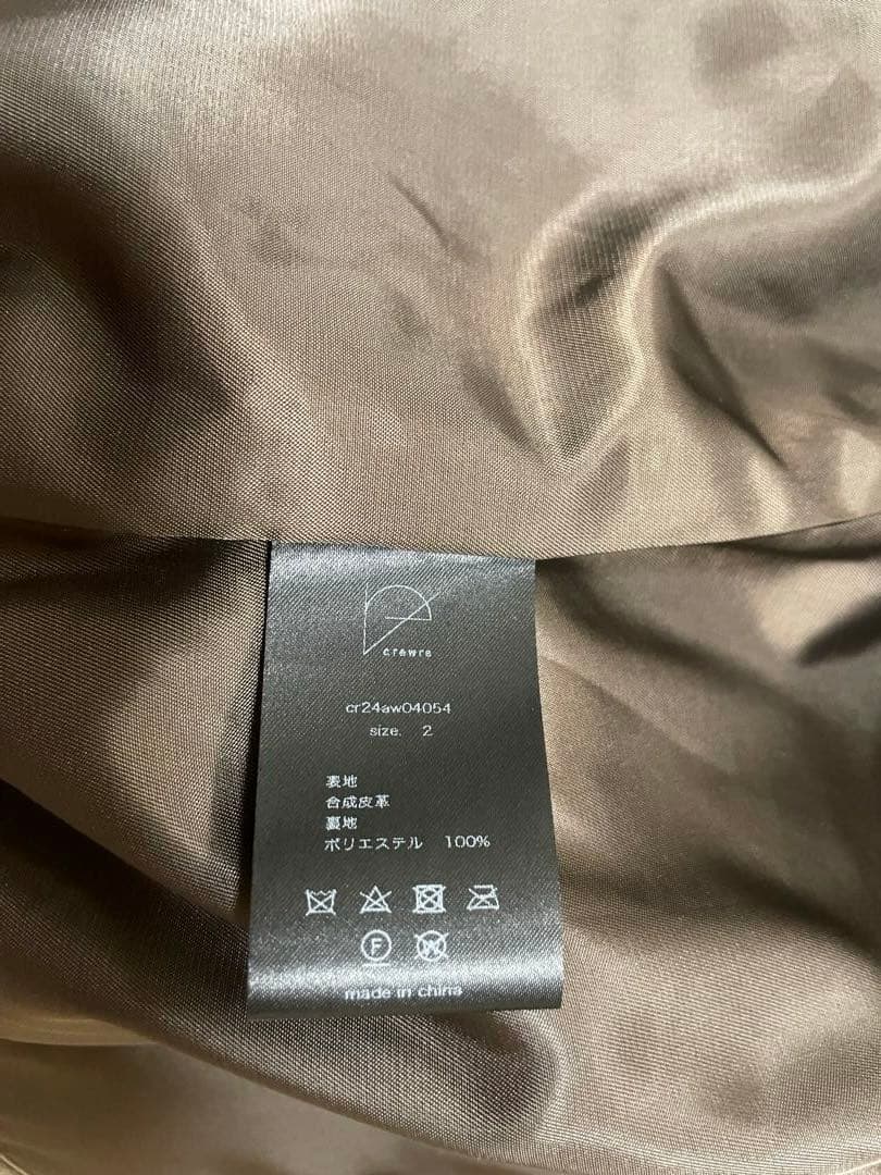 クルーレcrewreフェイクレザージップブルゾン ダークブラウン2