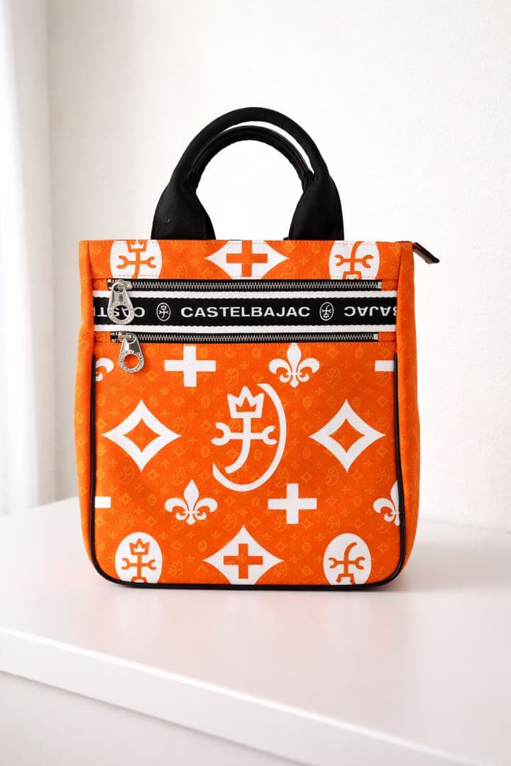 新品未使用 カステルバジャック トートバッグ オレンジ 総柄