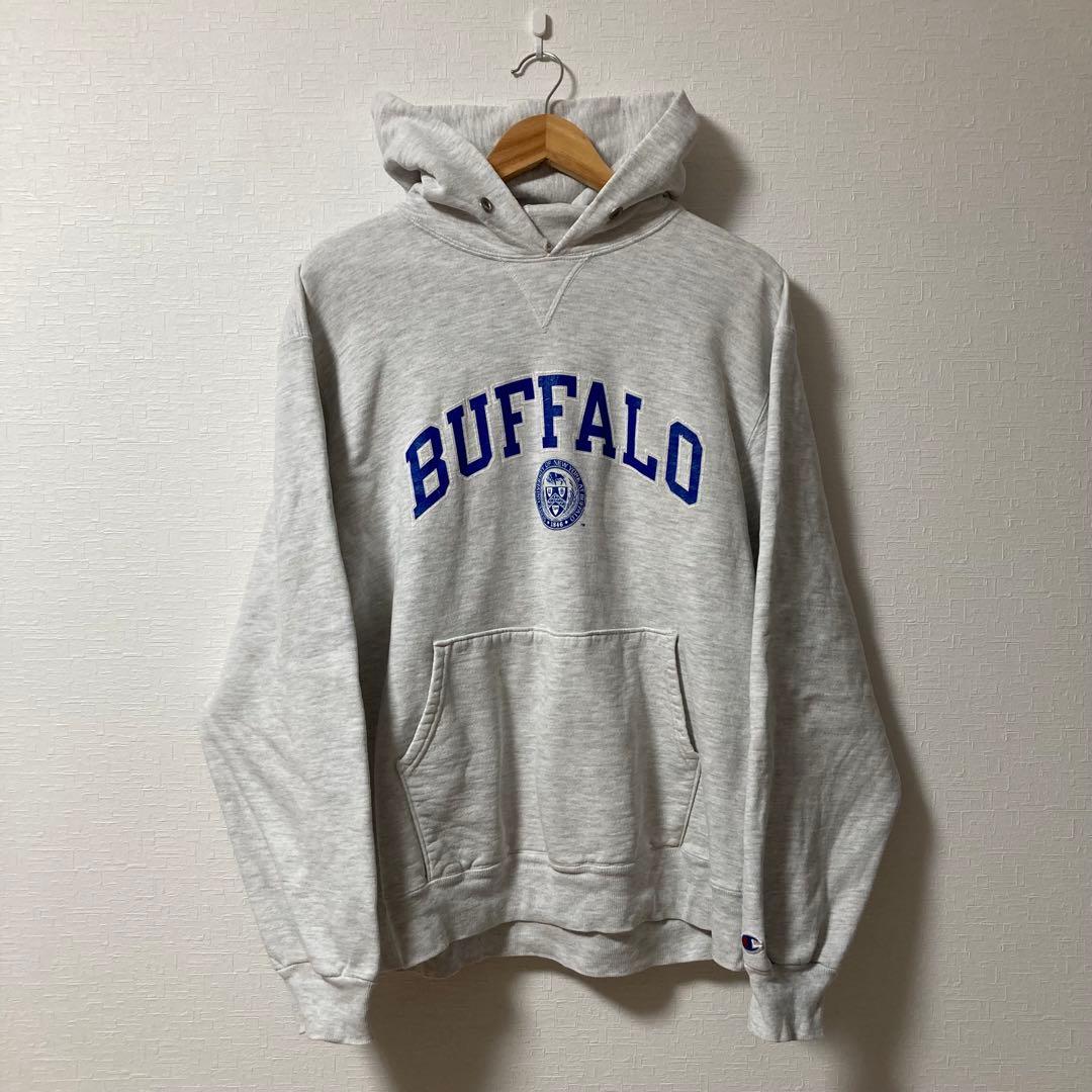 90s USA製 2段 チャンピオン カレッジ プリント スウェット パーカー