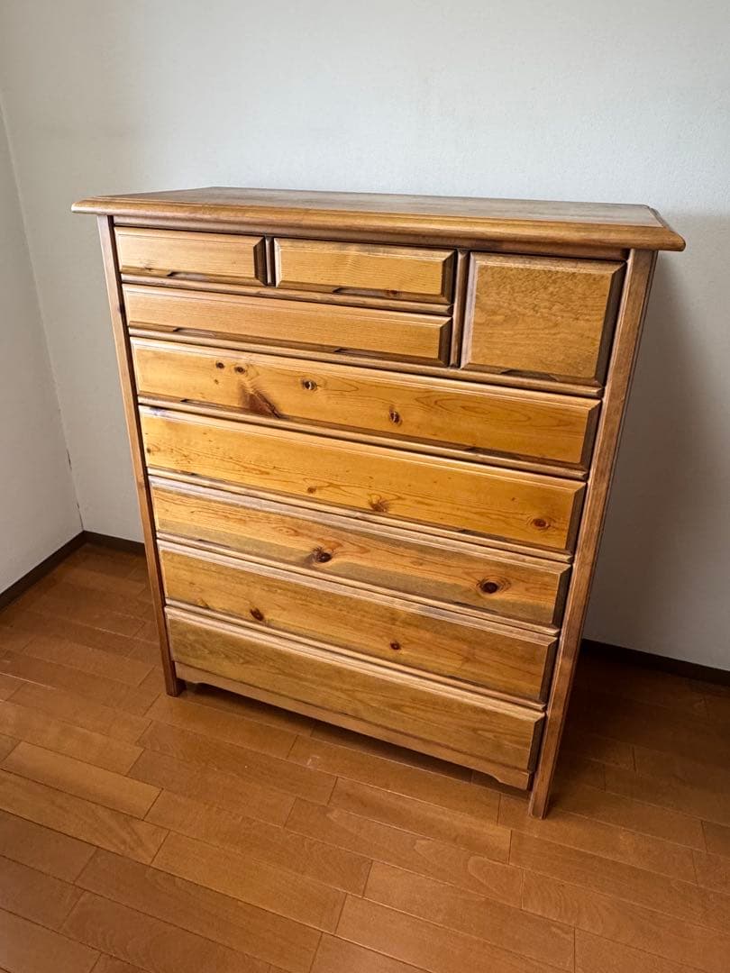 ☆アンティークナチュラルウッドチェスト 7段