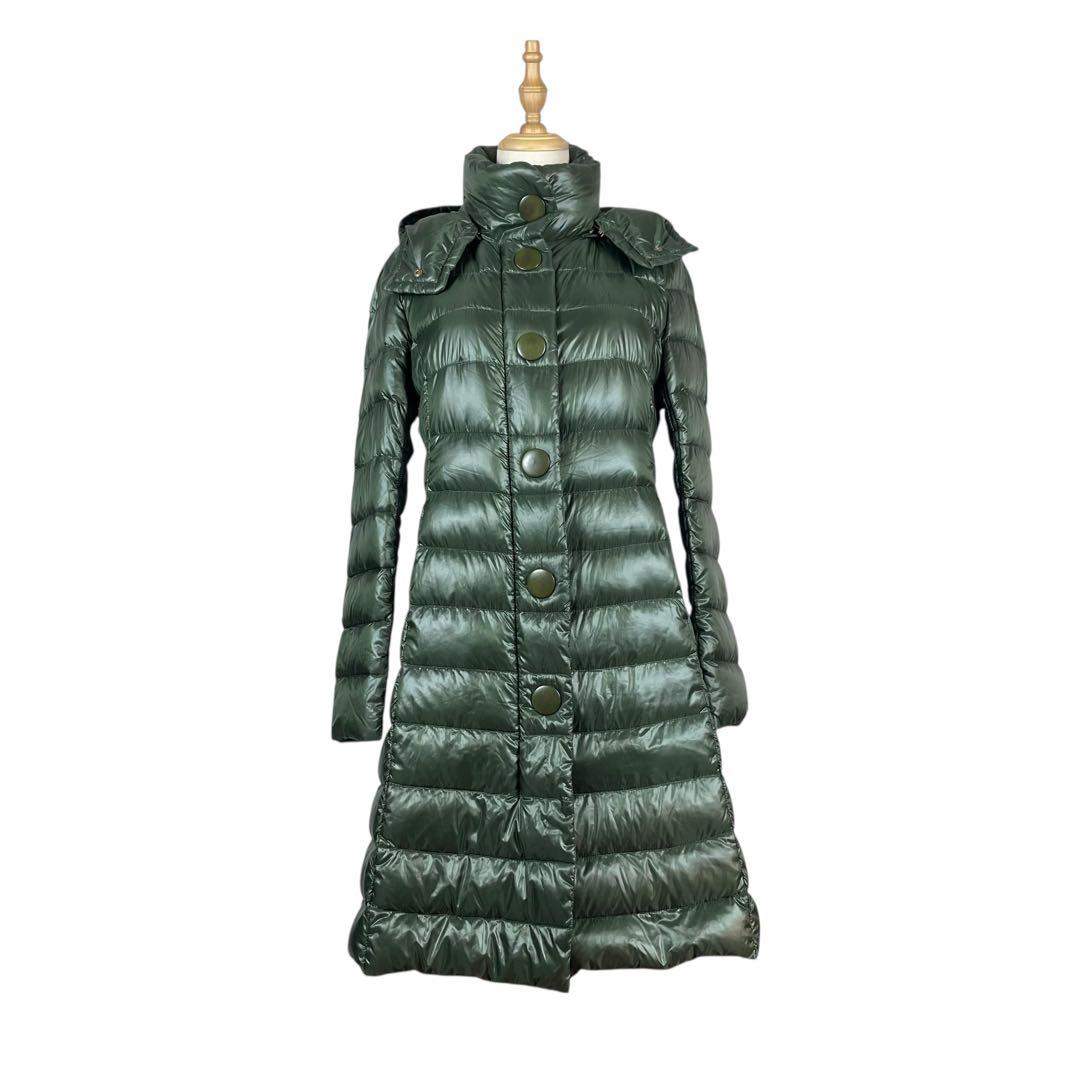 【良品】ヘルノ HERNO★ダウンコート　Bolla　フード　グリーン　ロング